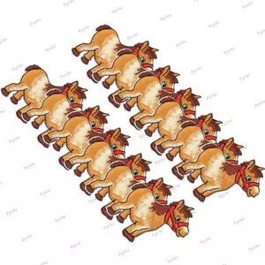 PYCOU 12 Chiếc Sắt Trên Miếng Dán, Hình Ngựa Sắt Họa Tiết Thêu Vải Dán, Trang Trí Thêu Thiết Kế Ngựa Táo Trang Trí Hành Lý