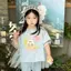 Bé gái (90-150) Mùa hè Phong cách mới Hoạt hình Thời trang Khâu gạc Niche Áo thun ngắn tay