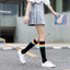 1 Đôi Tất Nữ Dài Đến Đầu Gối Nữ Vớ Bóng Đá Cầu Vồng Sọc Dài Hàng Dệt Kim