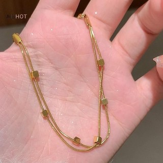 Vòng tay thép titan nhỏ hình vuông, màu sắc bền lâu - Món quà thời trang