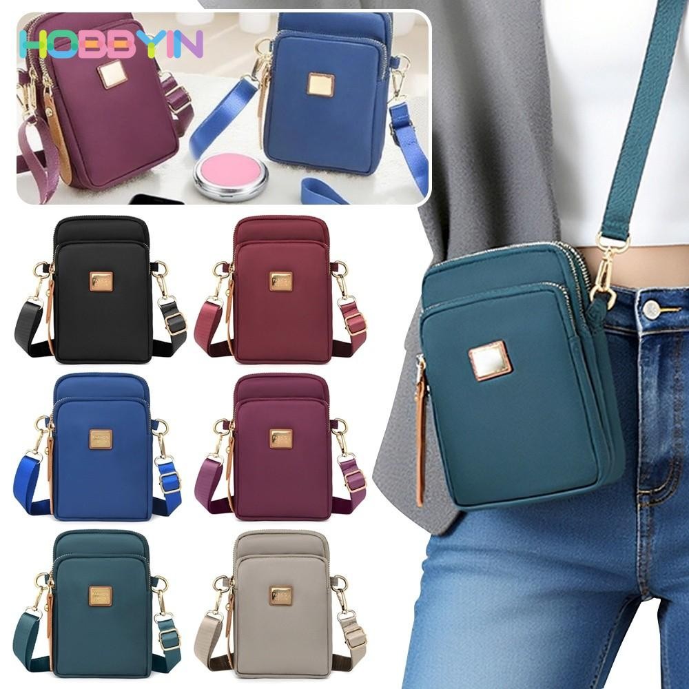 Túi chéo HOBBYIN nylon vuông chống thấm nước, nhiều ngăn, dây đeo rộng điều chỉnh, dùng ngoài trời