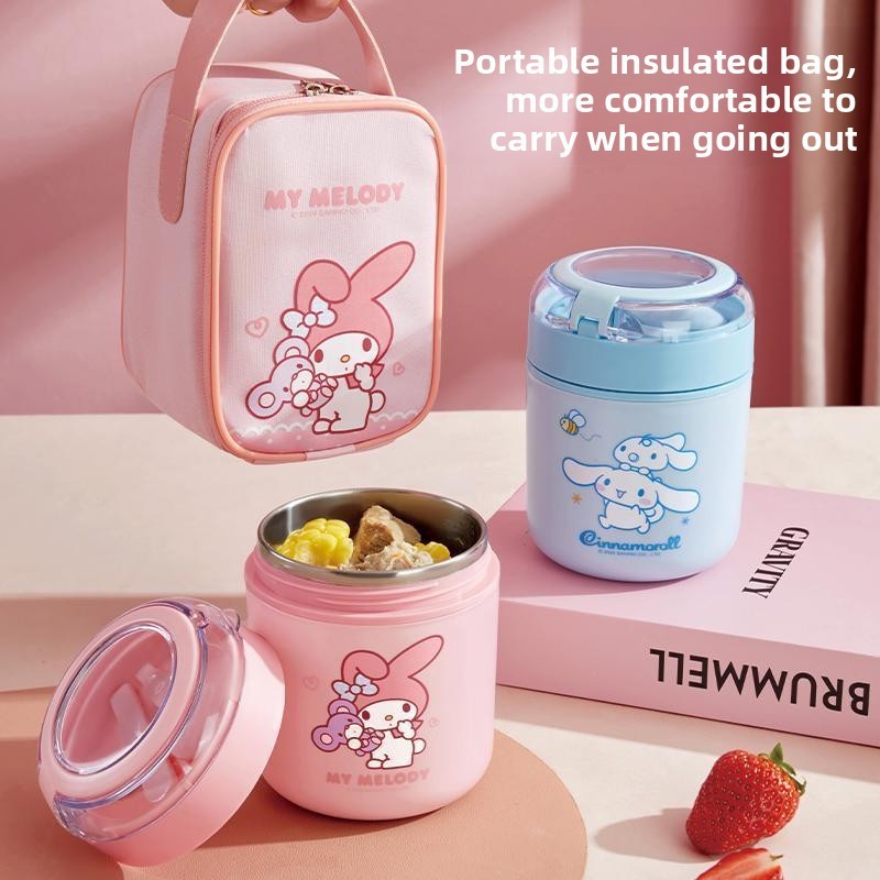 520Ml Hoạt Hình Sanrio My Melody Ăn Sáng Cốc Cinnamoroll Kawaii Di Động 304 Cách Nhiệt Cốc Sữa Hộp Cơm Trưa Túi Ăn Trưa