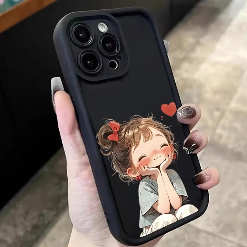 Ốp Lưng Cho Redmi 14C 13C 13 12 12C 4G Redmi Note 14 13 11 12 Pro Plus 5G 12S 11S 10s 10 Pro In Tối Giản Của Một Cô Gái Tức Giận Vỏ Silicon Mềm Chống Sốc