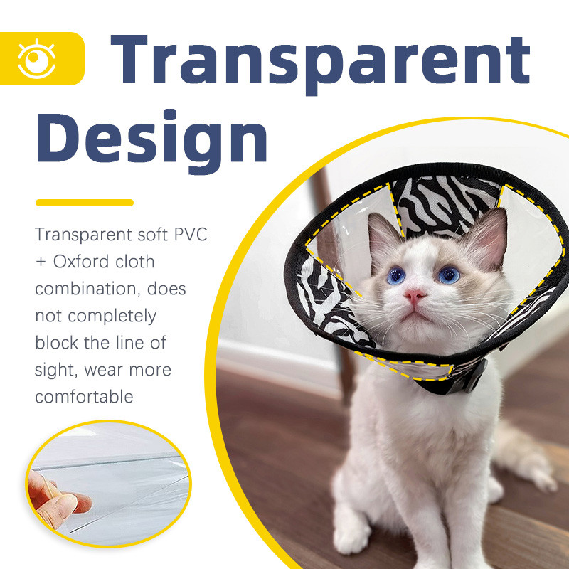 HamshMoc Cổ áo Pet E trong suốt có thể điều chỉnh hình nón mềm có thể gập lại để bảo vệ vết thương