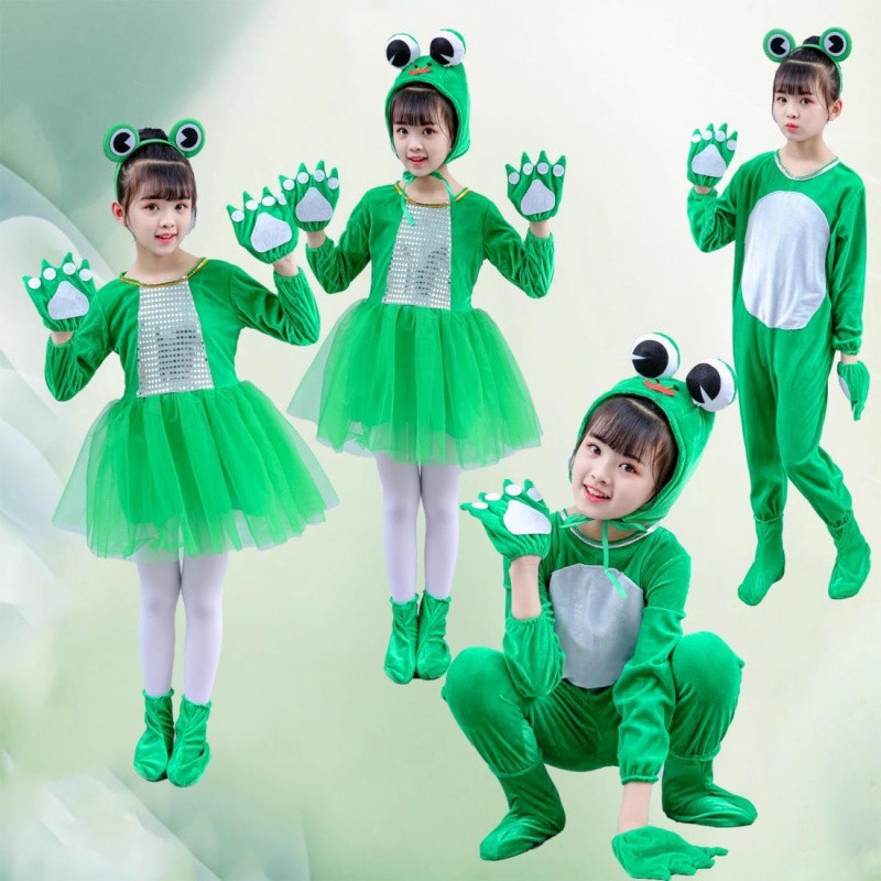 💕Chỗ💕 Quần Áo Trẻ Em Động Vật Múa Trang Phục Quần Áo Cho Bé Gái 3 Đến 12 Tuổi Ếch Trang Phục Mới Lạ Halloween Giáng Sinh