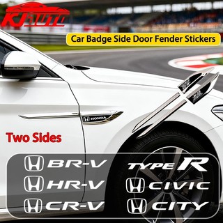 1 Cặp 3D Cửa Ô Tô Thân Xe Bảo Vệ Kim Loại Miếng Dán Xe Fender Bên Lưỡi Huy Hiệu Dành Cho Xe Honda City Civic HRV BRV CRV WRV Brio Fit Jazz Accord Mugen Power Type R S RS Lead mobilio