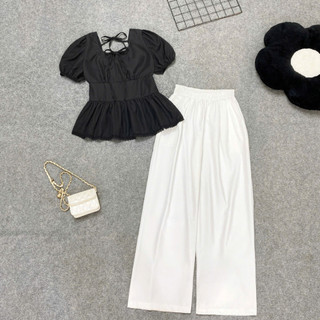 SET Bộ Bigsize Nữ Áo Babydoll Vạt Xòe Dễ Thương Kèm Quần Suông Mặc Đi Chơi Đi Làm A304-Q558