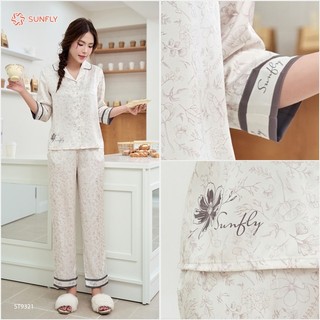 Bộ pijama nữ lụa latin áo tay lỡ quần dài dịu dàng, nữ tính SUNFLY ST9321