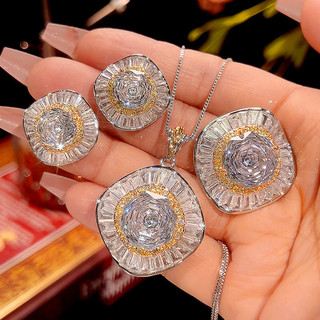 Châu Âu Mỹ ins Phong Cách Mới Đáy Đồng Mạ Vàng Hoa Hồng Cắt Kim Cương Trắng Phù Hợp Với Nữ 14-10mm