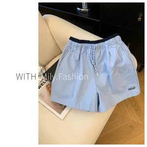 Milyfashion Quần Short Thể Thao Dáng Rộng Dây Rút Nhỏ, Phong Cách Mới, Plus Size