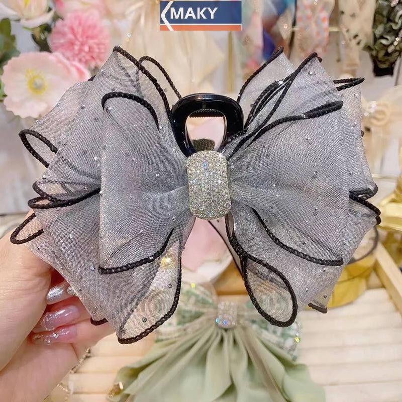 Onetimingcool Phong Cách Hàn Quốc Lưới Nơ Kim Cương Giả Vuốt Tóc Vintage Thanh Lịch Kẹp Tóc Kẹp Tóc Cho Nữ Thời Trang Phụ Kiện Tóc VN