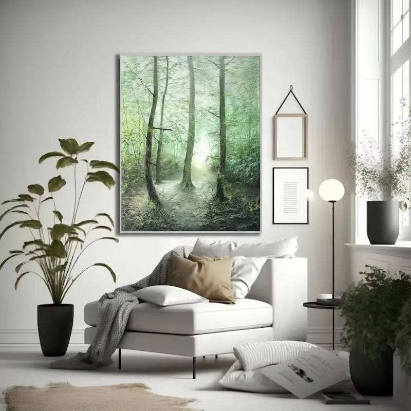 Rừng Gỗ Cây Nắng Nước Thiên Nhiên Mùa Xuân Phong Cảnh poster Hiện Đại Phong Cảnh Vải Tranh Tường Phòng Khách Nghệ Thuật Trang Trí Nhà
