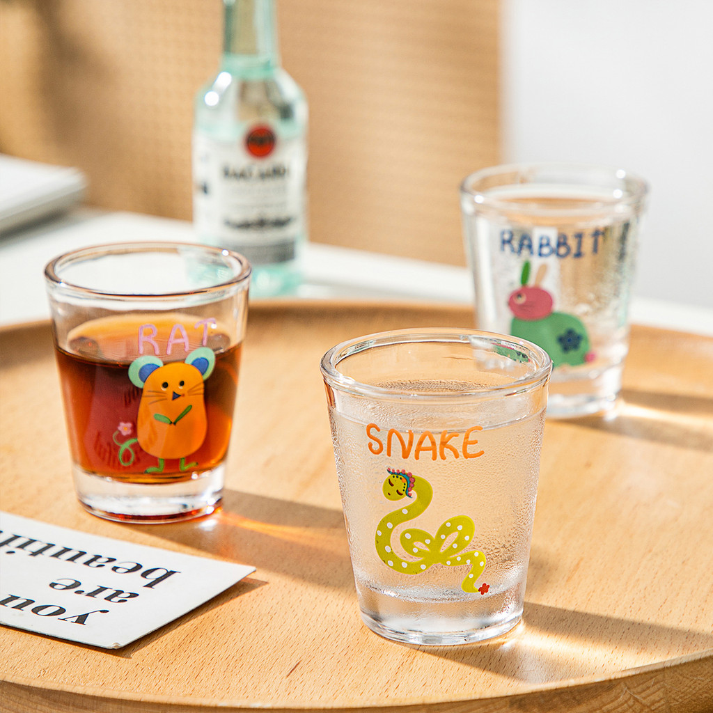 Hoạt Hình Hoạt Hình Thủy Tinh Shochu Thủy Tinh Hộ Gia Đình Hai Hoặc Hai Nhỏ Rượu Ly Sáng Tạo Cốc Rượu Một Sip Thủy Tinh Mini Sake Thủy Tinh Trắng Rượu Thủy Tinh IV65
