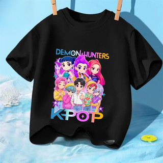 Kpop Demon Hunters Huntrix Áo Trẻ Em Đồ Họa Thiết Kế Hoạt Hình Áo Thun Nữ Tay Ngắn Cho Bé Trai Và Bé Gái