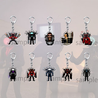 Cool Anime Skibidi Toilet Acrylic Keychain Keyring Figure Skibidi Dop Toy Pendant For Men Women Backpack F