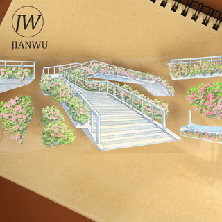 JIANWU 70mm * 500cm Vintage Cây Hoa Người Đi Bộ Cầu Chất Liệu Cắt Băng PET Phong Cảnh Sáng Tạo DIY Tạp Chí Văn Phòng Phẩm