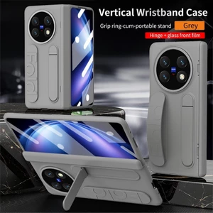 Dây đeo cổ tay bằng silicon với hộp đựng chân đế tích hợp cho VIVO X Fold 6 vivo x fold 5 3 Pro Vỏ bọc cảm giác da Bảo vệ toàn thân Vỏ có thể gập lại