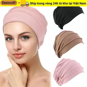 ESSENCEH Nữ Ung Thư Hồi Giáo Mũ Khăn Vải Co Giãn Đầu Mũ Ruffle Hat