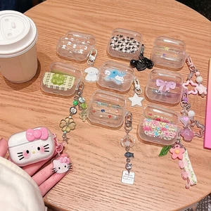 Cat Lucky Grass Flower + Mặt dây chuyền Móc khóa AirPods Case cho AirPods Pro3 / 4 / 3 / Pro / Pro2 Vỏ tai nghe