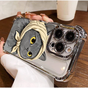 Dễ Thương Ngộ nghĩnh Bandana Mèo Dành Cho Xiaomi Redmi Note 15 14 13 12 Pro Plus 5G 12 4G Redmi 15 15A 15C 14C 12C 13 12 A7 Pro Vỏ Mạ Silicon Chống Sốc Góc Bảo Vệ Không Khí
