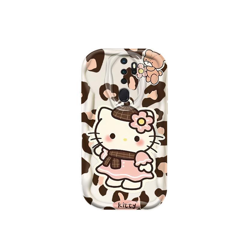 Ốp Silicon Hoạt Hình Cho OPPO A9 2020 A5 2020 Vỏ Điện Thoại Mềm Cầm Tay 3D TPU Da Báo In Hình Kitty Ốp Lưng Chống Sốc