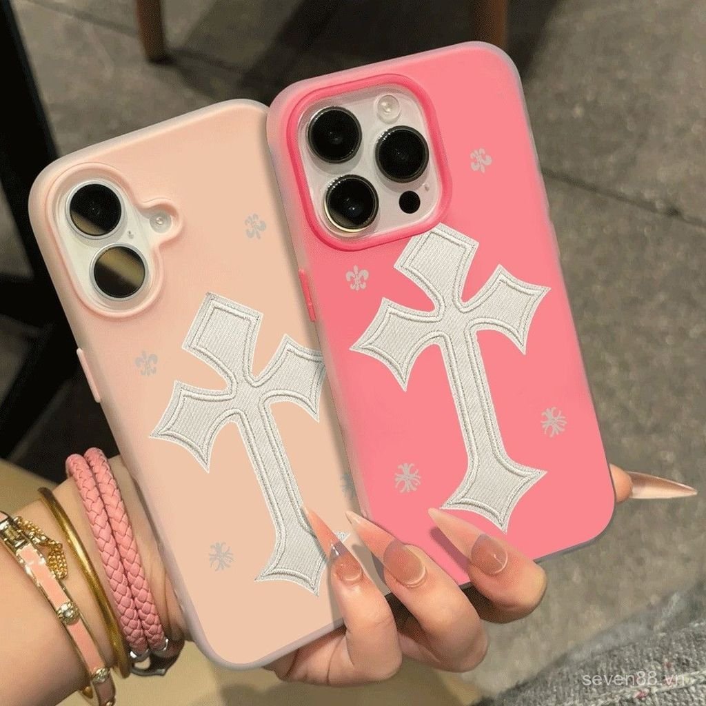 Ốp Điện Thoại Thích Hợp Cho iPhone 11 12 13 14 15 16 17 Pro max Plus Air White Cross Chống Sốc Vỏ Bảo Vệ Chống Sốc Bao Gồm Tất Cả UEHK