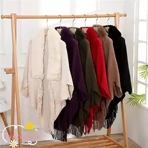 TOPTOOLCX Lông Thú Giả Cổ Áo Cardigan Cape Cưới Thời Trang Mùa Đông Ấm Áp