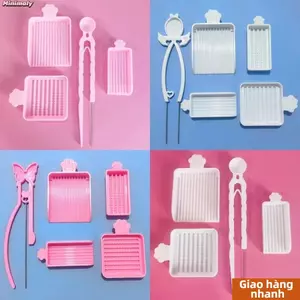 MINIMALY Nhíp kim đơn 2.6mm, bộ 3/4/5 cái kèm khay chọn hạt, bộ dụng cụ đính cườm cầm tay hiệu quả DIY