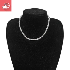 Vòng cổ đính cườm pha lê nhiều mặt, tối giản và đa năng dành cho nữ