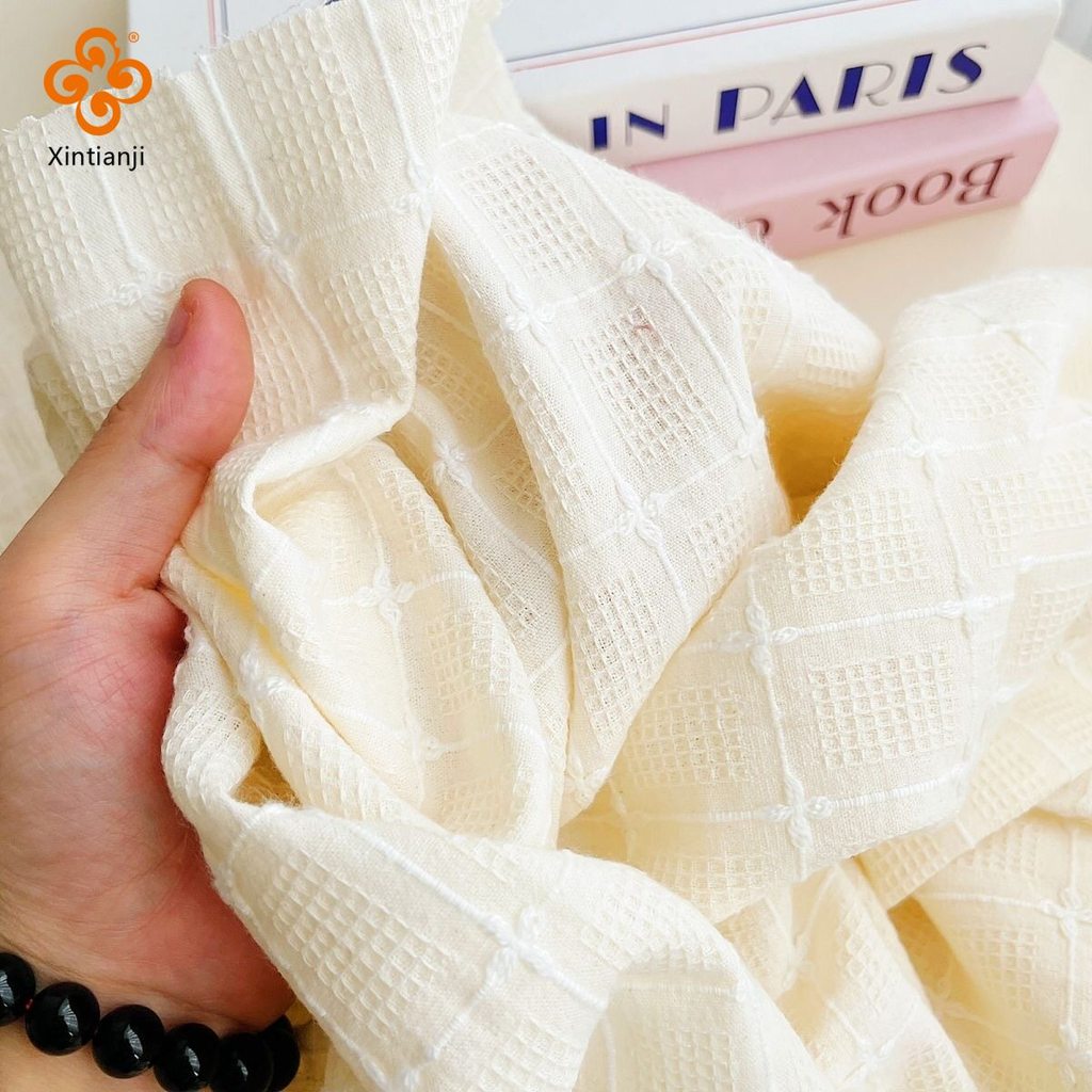 Waffle Jacquard DIY Vải Cotton Polyester Cho Búp Bê Quần Áo Nữ Đầm May Chất Liệu Túi Xách Tóc Scrunchies