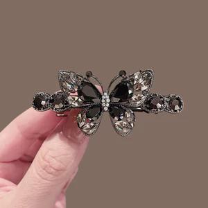 MAUROPOLI Phong Cách Hàn Quốc Pha Lê Kim Cương Giả Bướm Mùa Xuân Kẹp Nữ Cao Cấp Cảm Giác Nửa Tie Kẹp Tóc Top Kẹp Phẳng Kẹp Tóc Mũ Đội Đầu