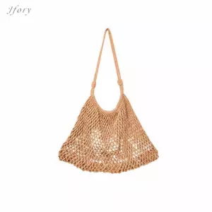 Túi Tote dây dệt tay Jfory Túi đeo vai lưới sành điệu Túi dệt kim đi biển thoáng khí cho chuyến đi mua sắm mùa hè