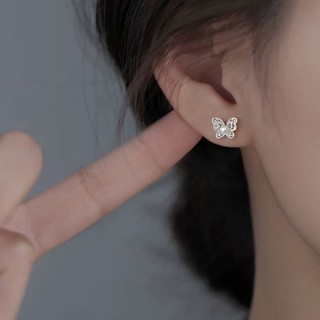 S925 Bạc Bướm Ngọc Trai Bông Tai Thời Trang Đơn Giản Nữ Trang Sức Quà Tặng Hàng Ngày