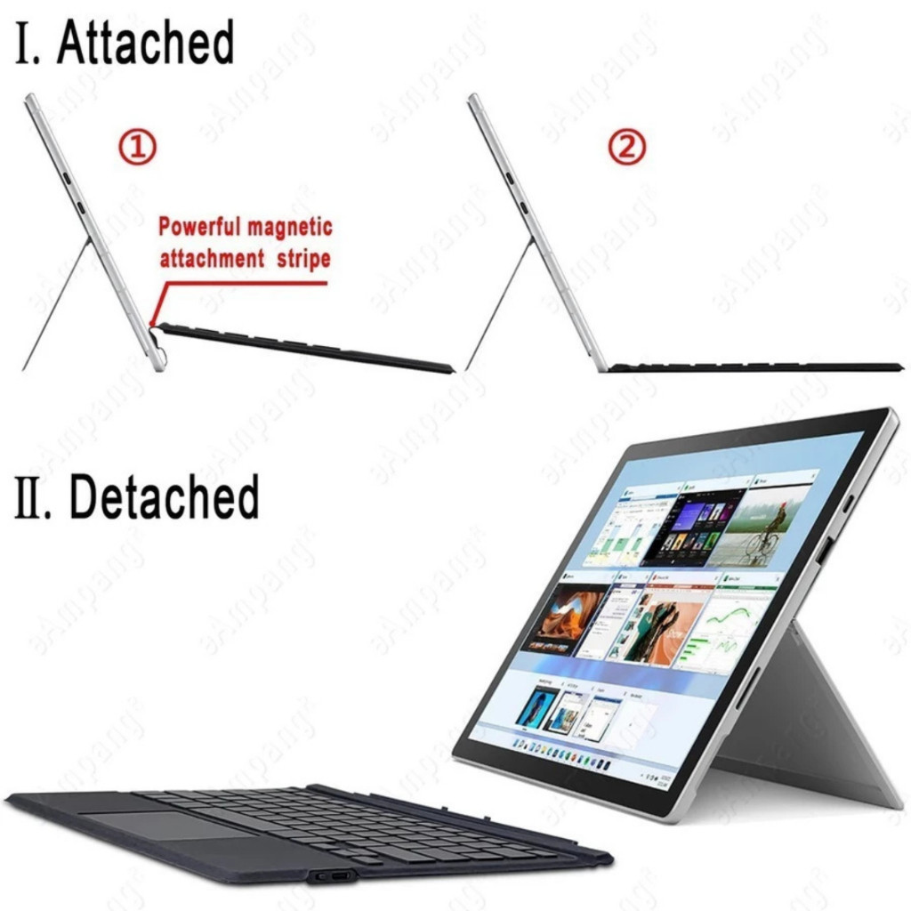Bàn phím Surface kết nối Bluetooth Có đèn nền cho Surface Pro 3/4/5/6/7, Pro8/9/ X/ 10/11 GO/GO2/GO3/GO4 New 100%