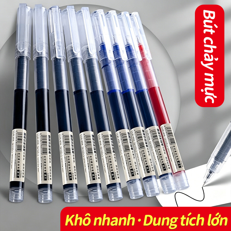 Bút gel ngòi 0.5mm đầu kim mực đen xanh đỏ nhanh khô học sinh ghi chép văn phòng tiện dụng hot