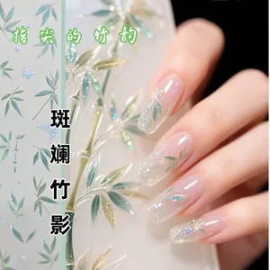 Ooolala Phong Cách Trung Hoa Cổ Phong Cách Trung Hoa Nhiều Màu Sắc Bóng Tre Dán Móng Tay Ba Chiều Tùy Chỉnh Dính Đeo Trang Sức Dán Móng Tay