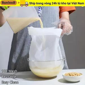 Túi lọc sữa đậu nành BAMBOOB, Bộ lọc nước ép cà phê trà sạch dễ dàng tái sử dụng, Bộ lọc nhỏ giọt rượu có thể gập lại 100 lưới Nylon