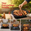 Lưới BBQ YICA, Chảo Nướng Sắt Chống Dính, Dễ Dàng Làm Sạch Ngay Cả Làm Nóng Tay Cầm Kép Hình Bầu Dục Tấm Teppan Bếp Nấu Ăn