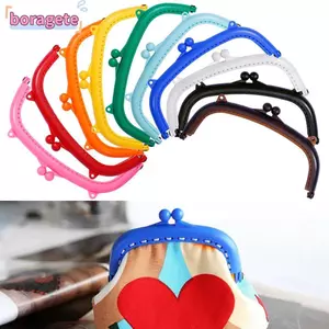 BORAGETE Ví Khung Kiss Clasp, Túi Phần Cứng Màu Kẹo Ví Khóa Khung, Túi Nhựa Mini Kiss Khóa Tay Cầm Túi Phụ Kiện