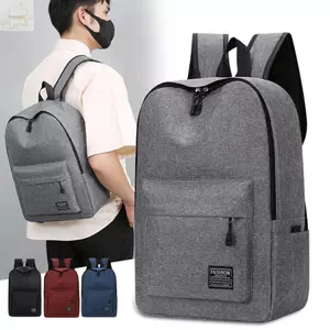 Ba lô đa năng AWNGD, Ba lô học sinh đi học bằng vải đen xám xanh đỏ, Túi du lịch 15 inch có thể giặt hợp thời trang Unisex