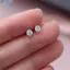 Bluelover 1 Cặp Bạc Cổ Điển Bốn Prong Kim Cương Đơn Giản Zircon Bông Tai Dành Cho Nữ Mới
