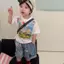 Giảm giá có hạn! Bé trai (90-140) áo SpongeBob + quần short thời trang Hàn Quốc, vải mát