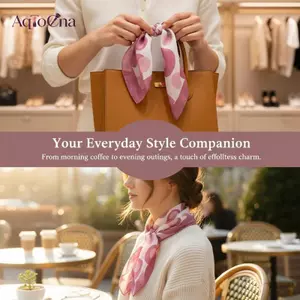 Khăn quàng cổ nữ đa năng AqToCna Vải lanh Cotton 58cm Phong cách vuông Hoàn hảo cho tóc và Ne Matching AqToCna