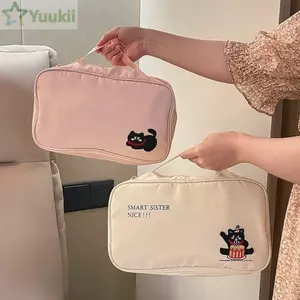 Túi đựng đồ lót YUUKII, Túi đựng áo ngực du lịch hai lớp chống thấm nước, Túi đóng gói tất mèo dễ thương dung tích lớn thời trang