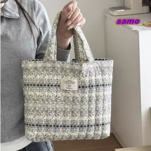 Túi xách ngoài trời SAMO, Túi Tote nhỏ dung tích lớn, Túi đựng đồ ăn trưa cầm tay in hoa siêu nhẹ nghệ thuật