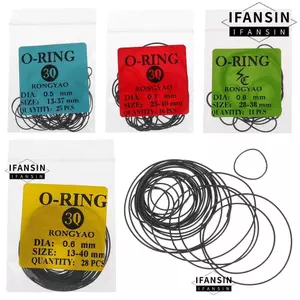 IFANSIN 1 Gói Vòng chữ O cao su, Dụng cụ sửa chữa chống thấm nước Vòng đệm đồng hồ, Cao su 0,5 / 0,6 / 0,7 / 0,8mm Vòng đệm chữ O cho thợ đồng hồ