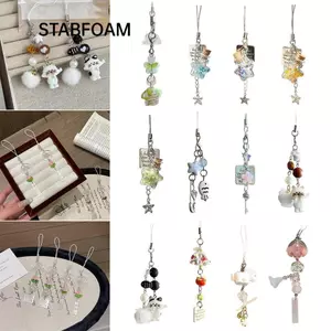 Móc khóa đính cườm STABFOAM, Móc khóa chuông gió thiết kế độc đáo trong suốt, Phụ kiện trang trí Quyến rũ thủ công Mặt dây chuyền quyến rũ đính cườm Dây buộc điện thoại cho túi