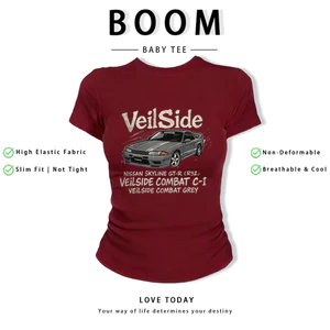 BOOM Áo Baby Tee Nữ Cotton Ôm Body-Áo Thun Ngắn Tay Y2K In Hình PhongCách Mùa Hè, Cổ Tròn Hàng Đầucách hàn quốc phong393