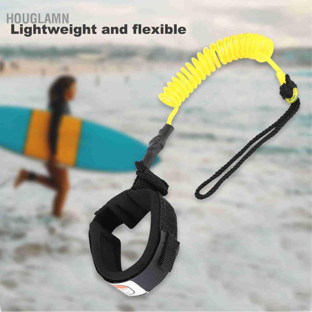 houglamn Qioni Cuộn dây SUP Leash Surfboard 5 mm Chân lò xo Dây lướt sóng cho & Ván chèo đứng bơm hơi (Màu đen)