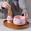 MAKY 2 / 4 / 5 Bộ Matcha Gốm Decal Trái Tim, Bộ Matcha Dễ Thương Bao Gồm Bát Matcha, Thìa Và Giá Đỡ, Muỗng Tre, Sifter VN